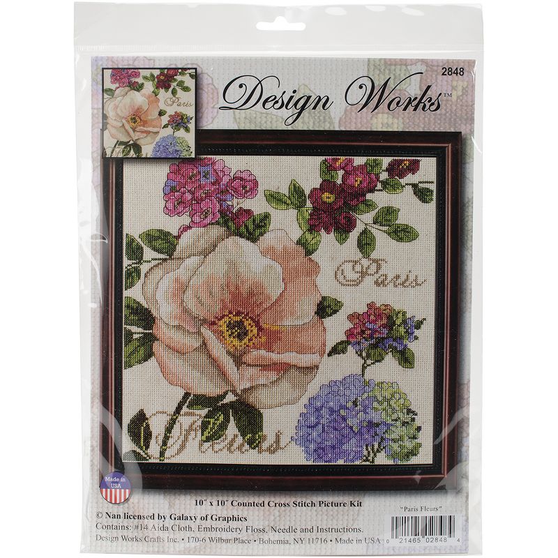 Design Works Counted Cross Stitch Kit 10"x10"-Paris Fleurs (14 Count)