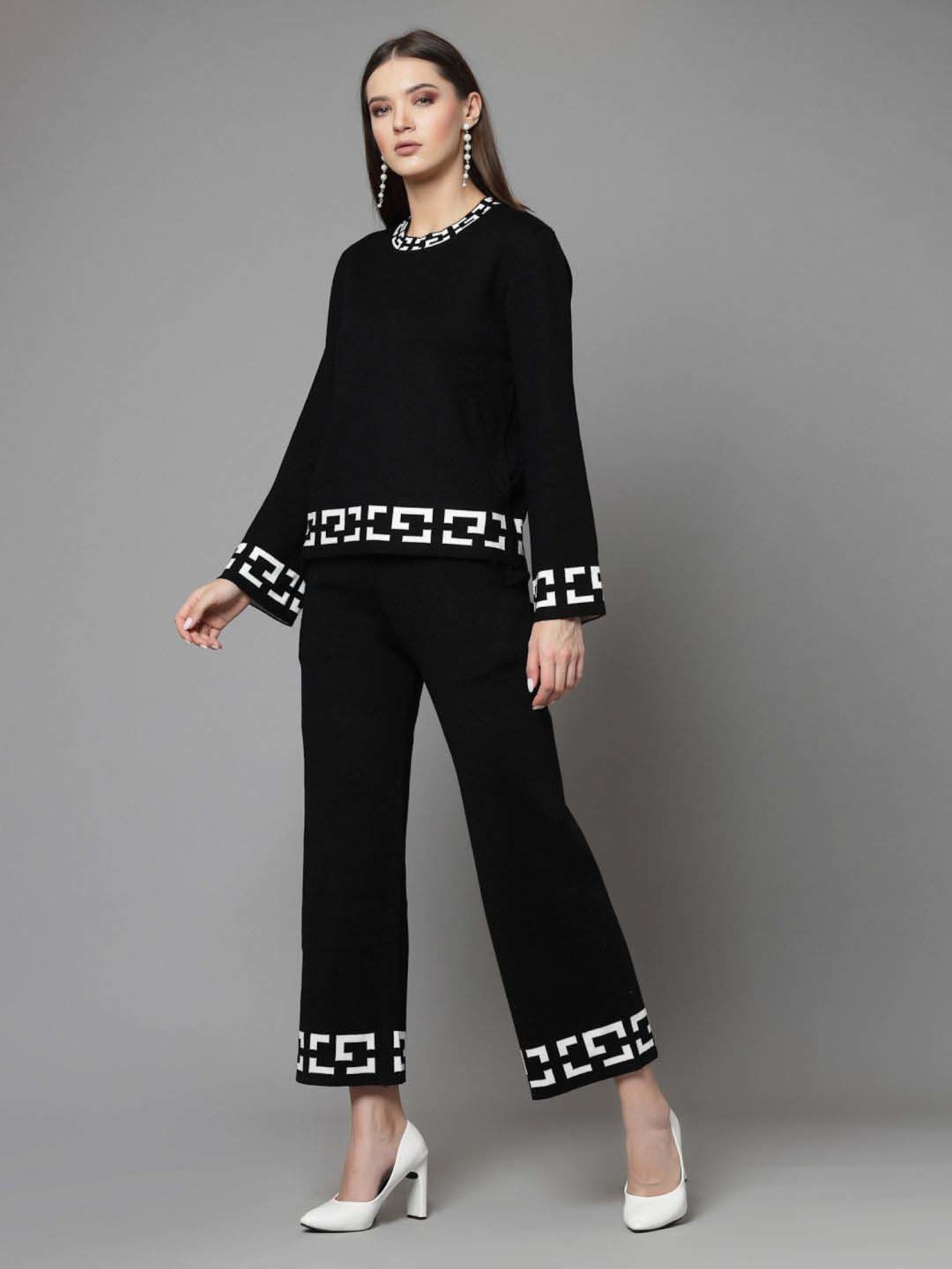 Mafadeny Black Printed T-Shirt Pants Set