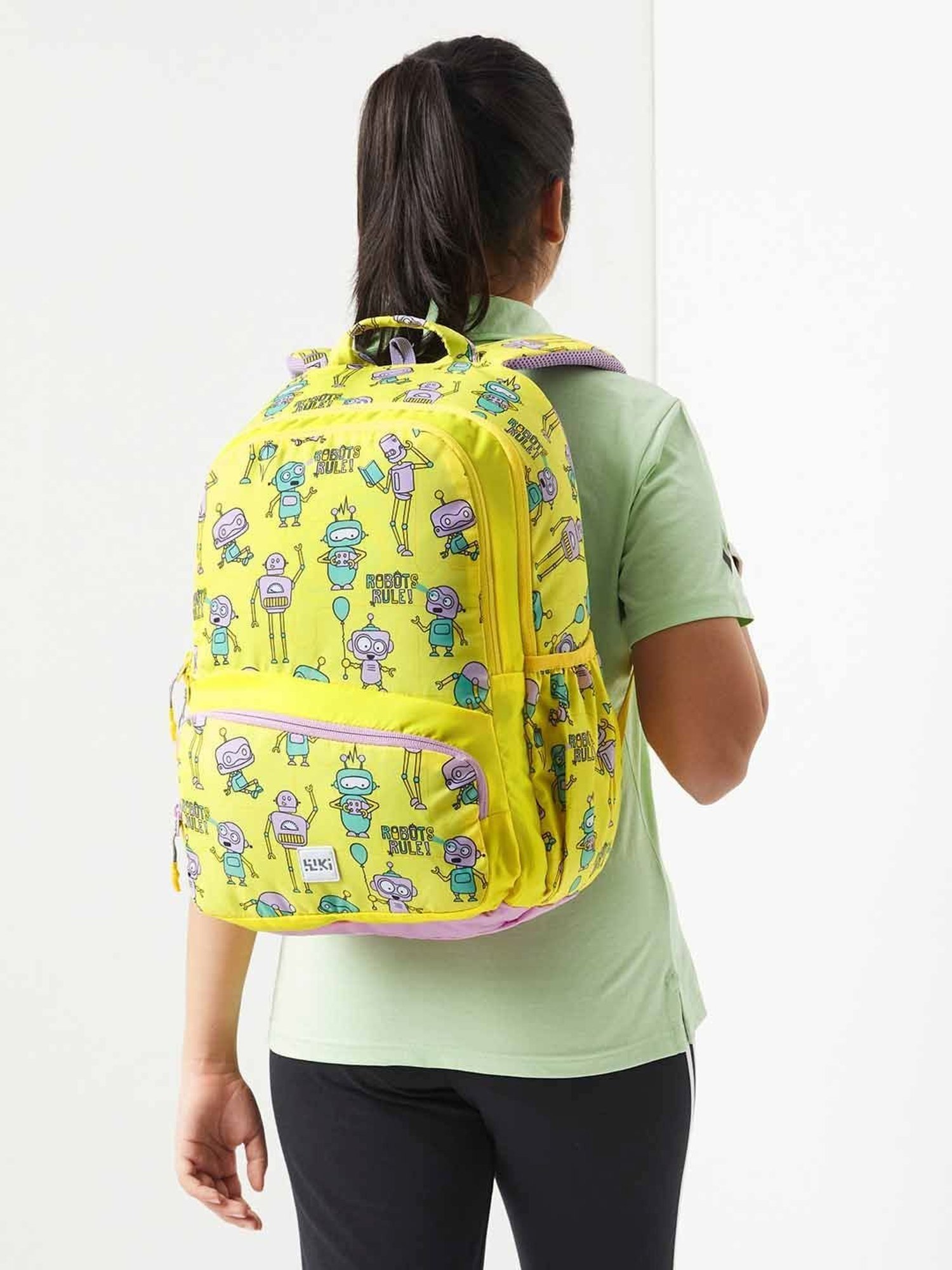 Wiki Back to School Champ 4 Yellow Polyester Printed Backpack - 22 Ltrs