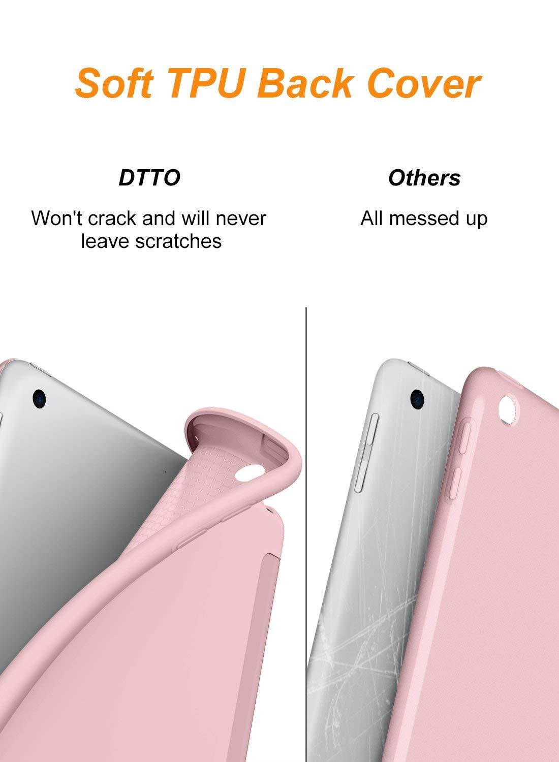 DTTO iPad 9.7 Case 2018 iPad 6th Generation Case/2017 iPad 5th Generation Case, Slim Fit Lightweight Smart Cover with Soft TPU Back Case for iPad 9.7 2018/2017 [Auto Sleep/Wake] - Rose Gold