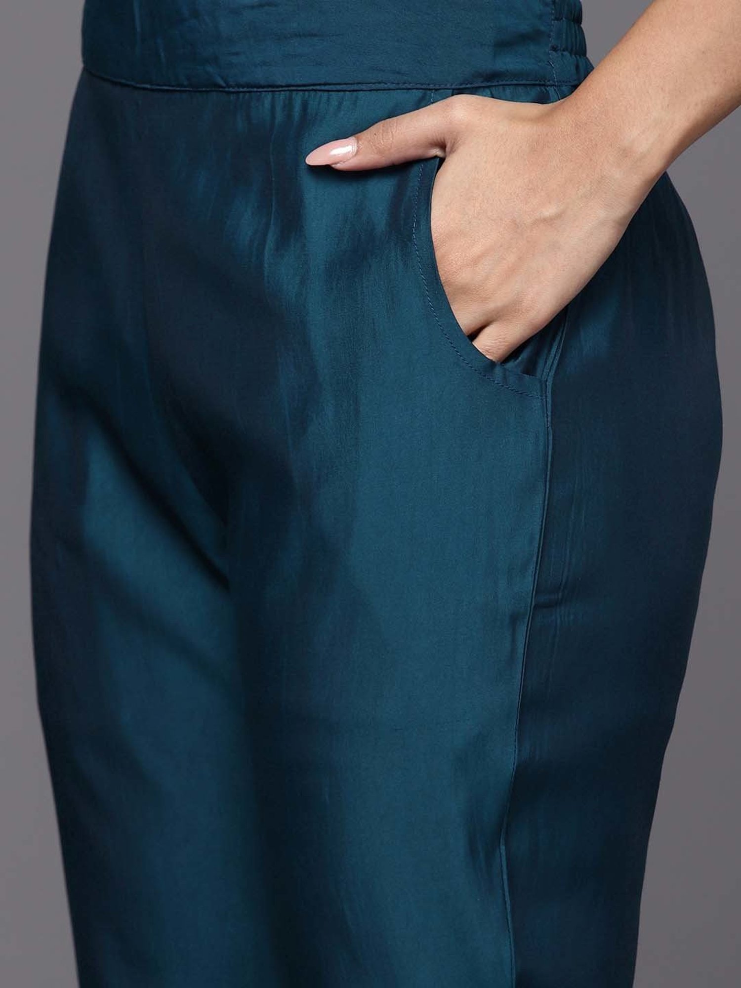 Gerua Blue Embroidered Kurta Pant Set With Dupatta