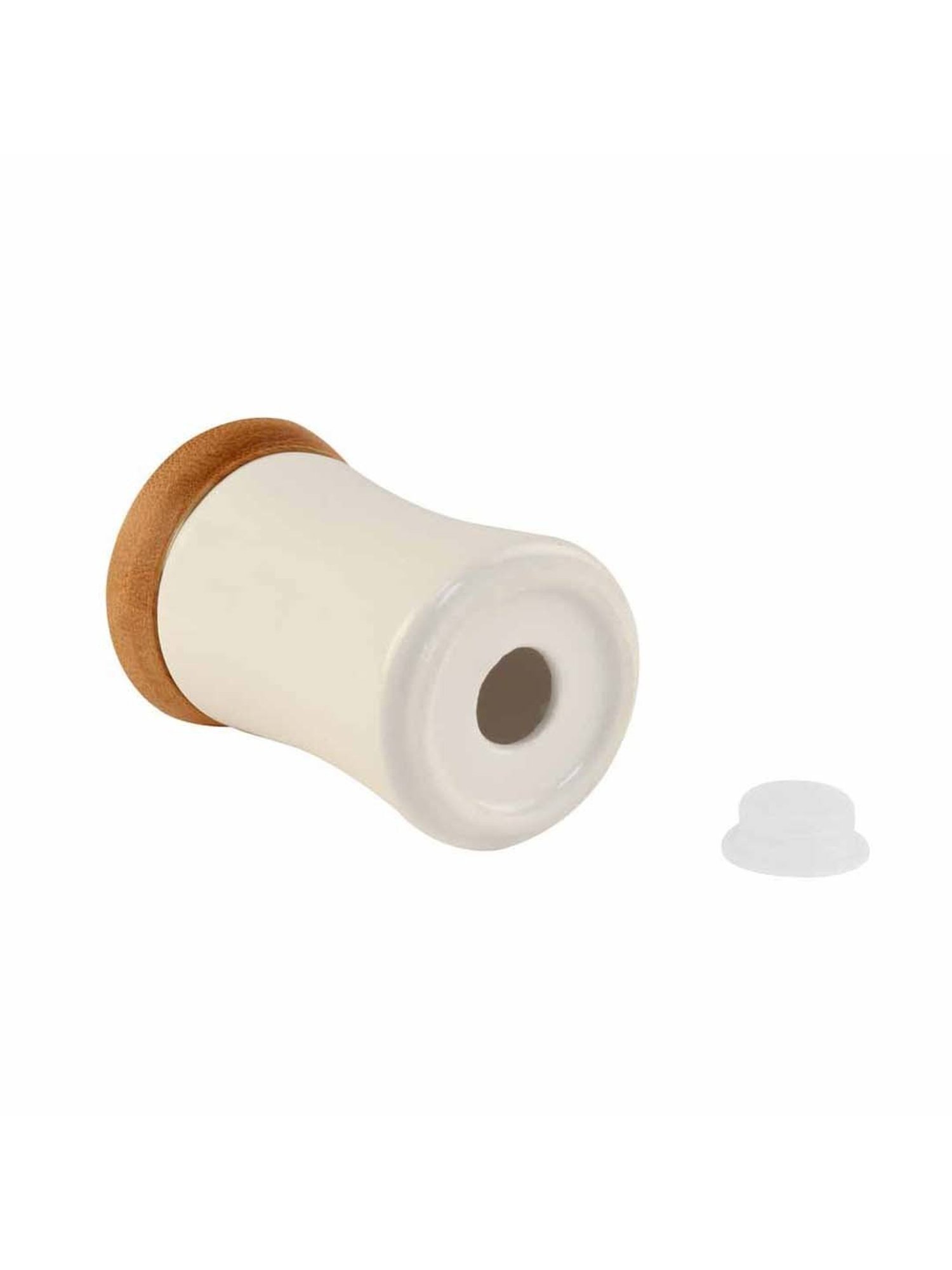 @Home White Ceramic 4Pcs Storage Container Set with Bamboo Base