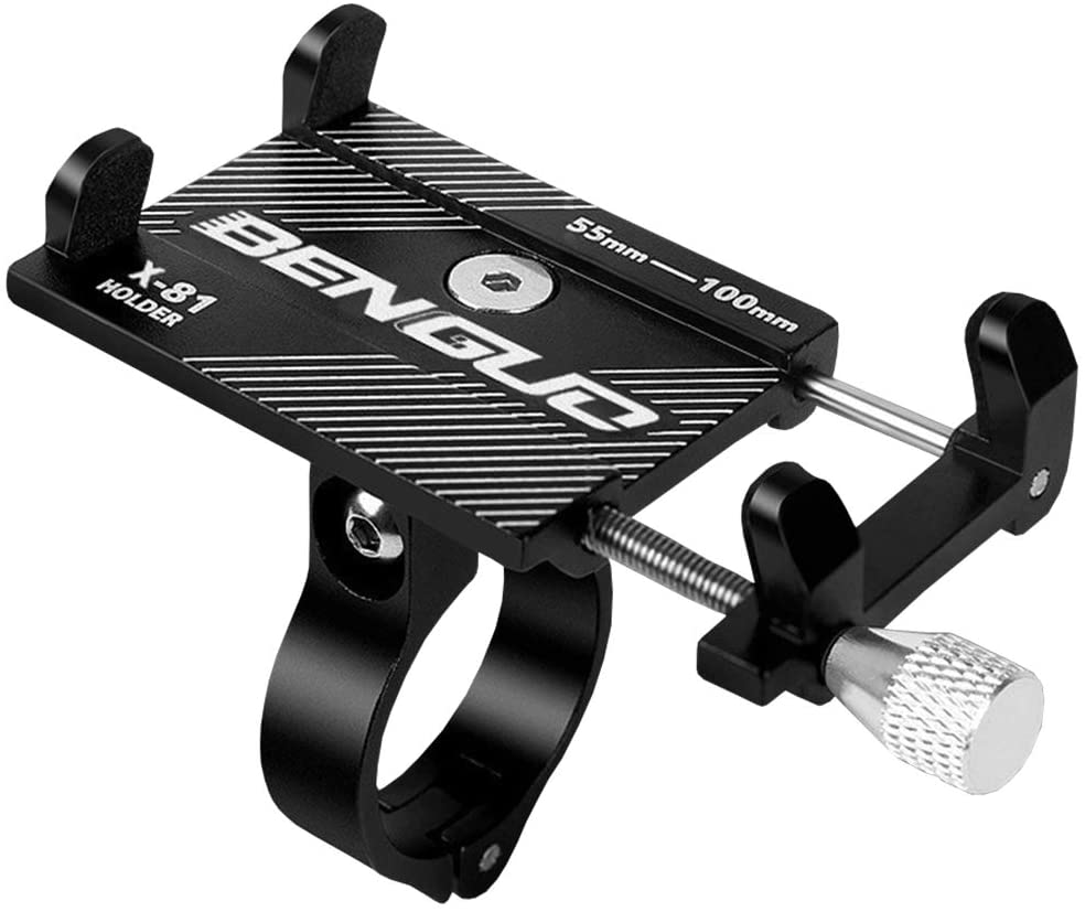 AOSTIRMOTOR Bike Phone Mount with Anti-Shake Stainless Steel Clamp Arms, Aluminum Alloy Bike & Motorcycle Phone Holder,for 4-7 inch Cellphone iPhone X/XR/Xs/8 Plus,Samsung S9/S8/S10