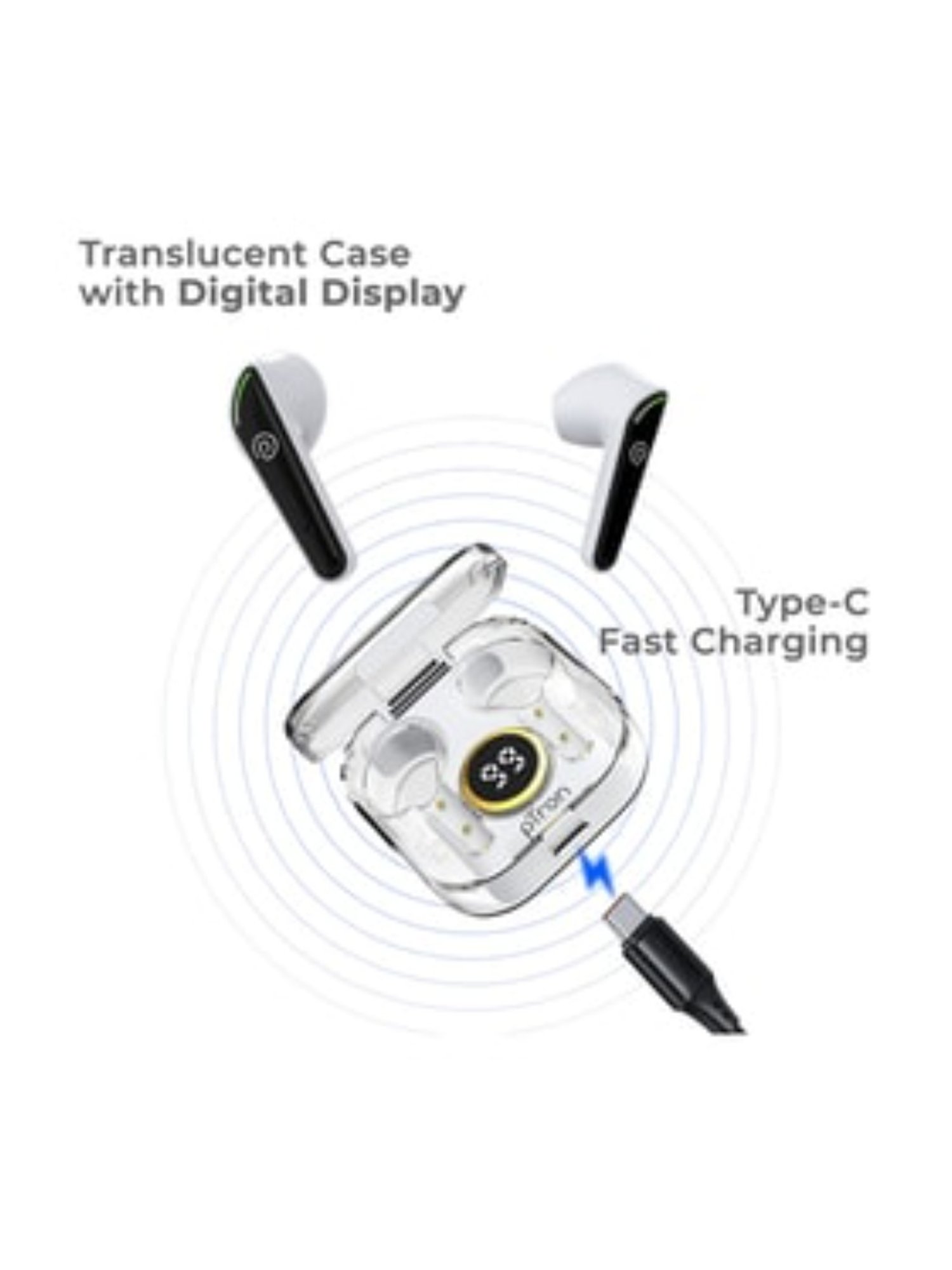 PTron Bassbuds Nyx in-Ear Wireless Earbuds with 50ms Movie Mode (White/Black, True Wireless)