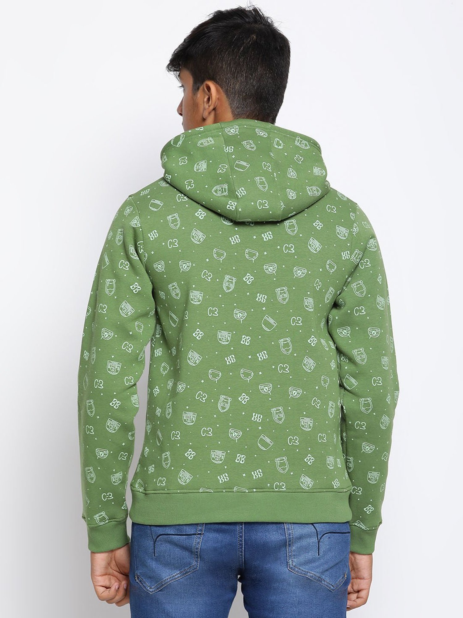 Lil Tomatoes Kids Olive Printed Full Sleeves Sweatshirt