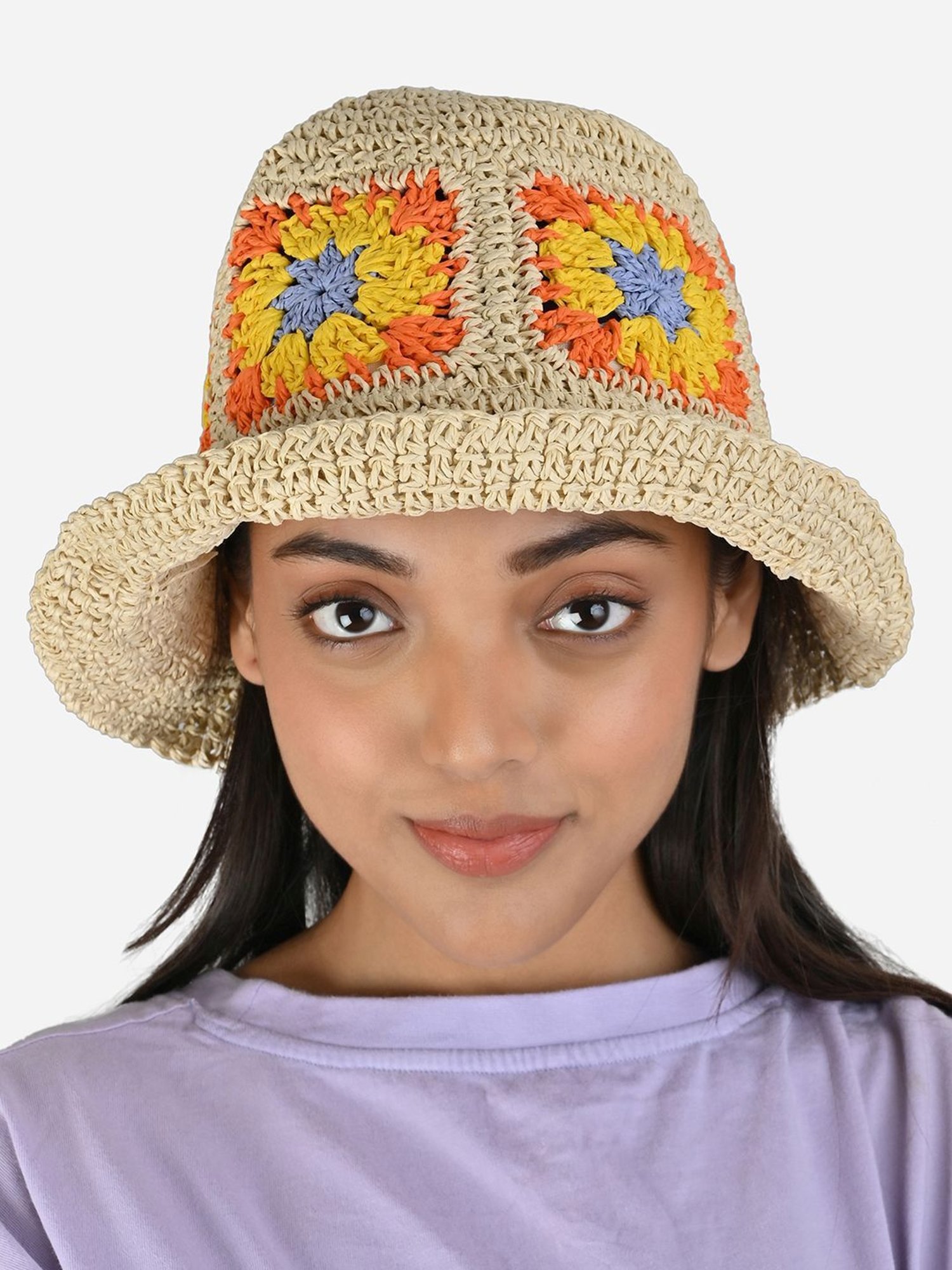 ToniQ Beige Textured Free Size Hats & Caps