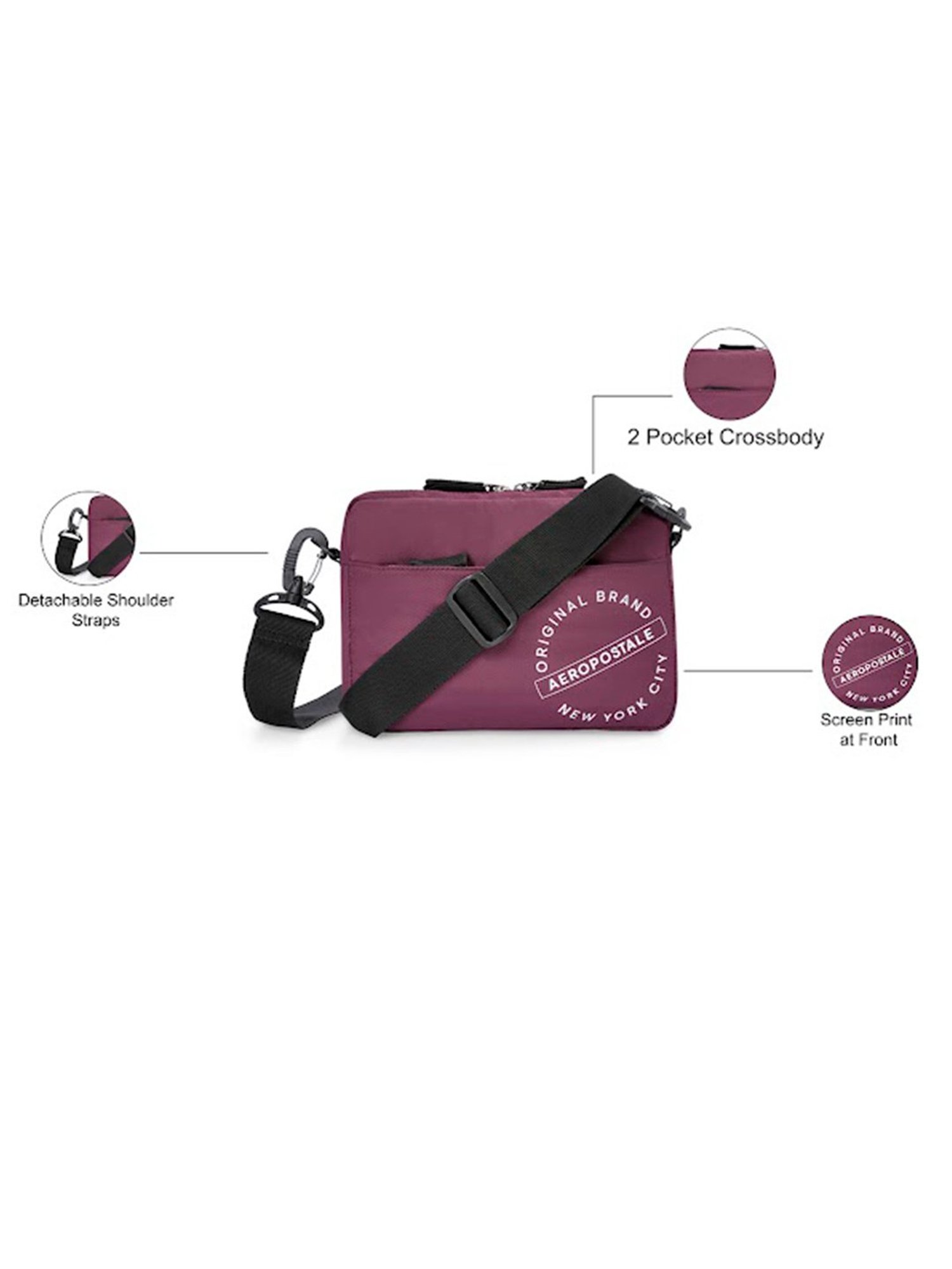 Aeropostale Aaron Burgundy Polyester Solid Cross Body Bag