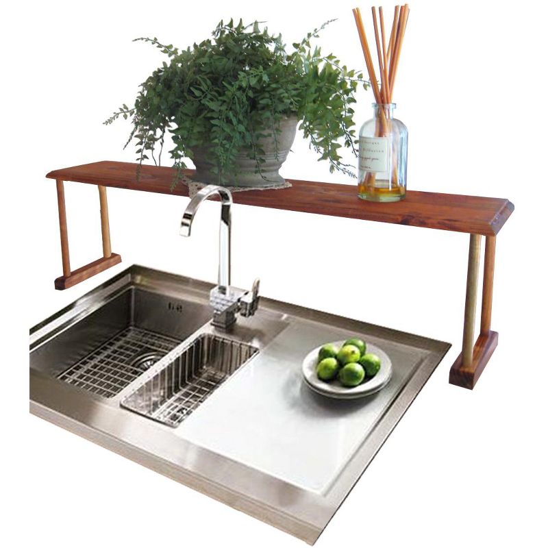 Home Basics Space-Saving Pine Wood Over the Sink Multi-Use Shelf