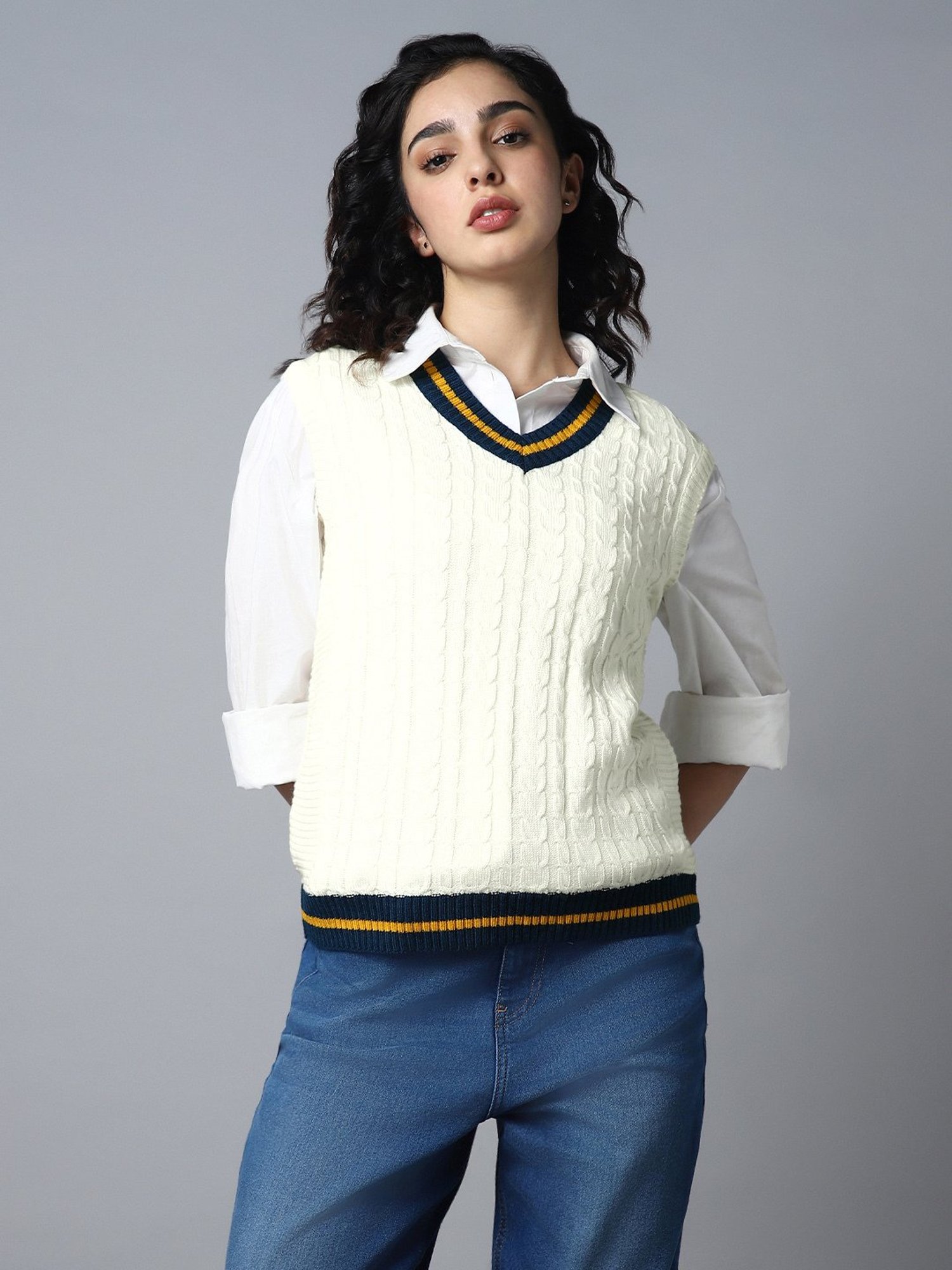 High Star White Regular Fit Sweater