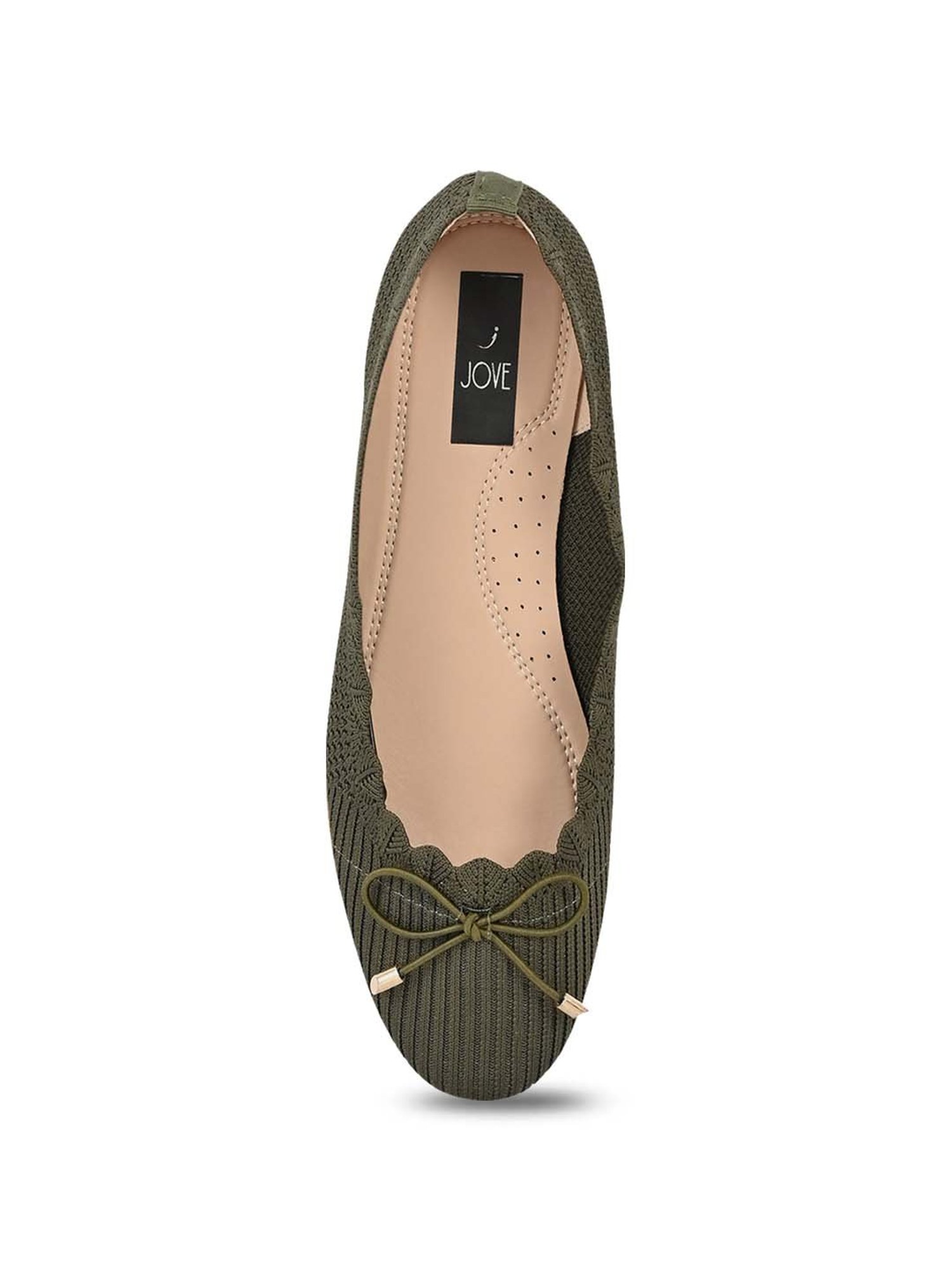 Jove Women's Olive Green Flat Ballets