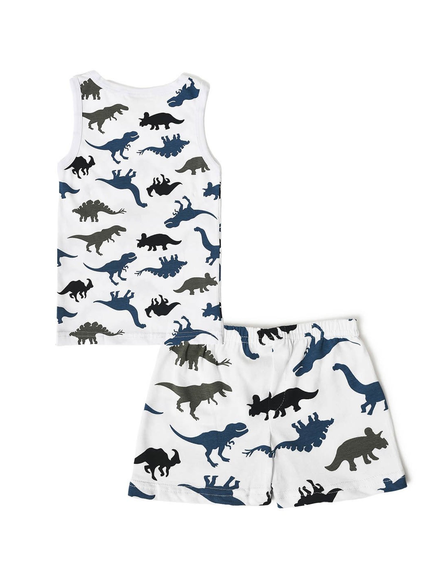 MiArcus Kids White Printed Vest with Shorts