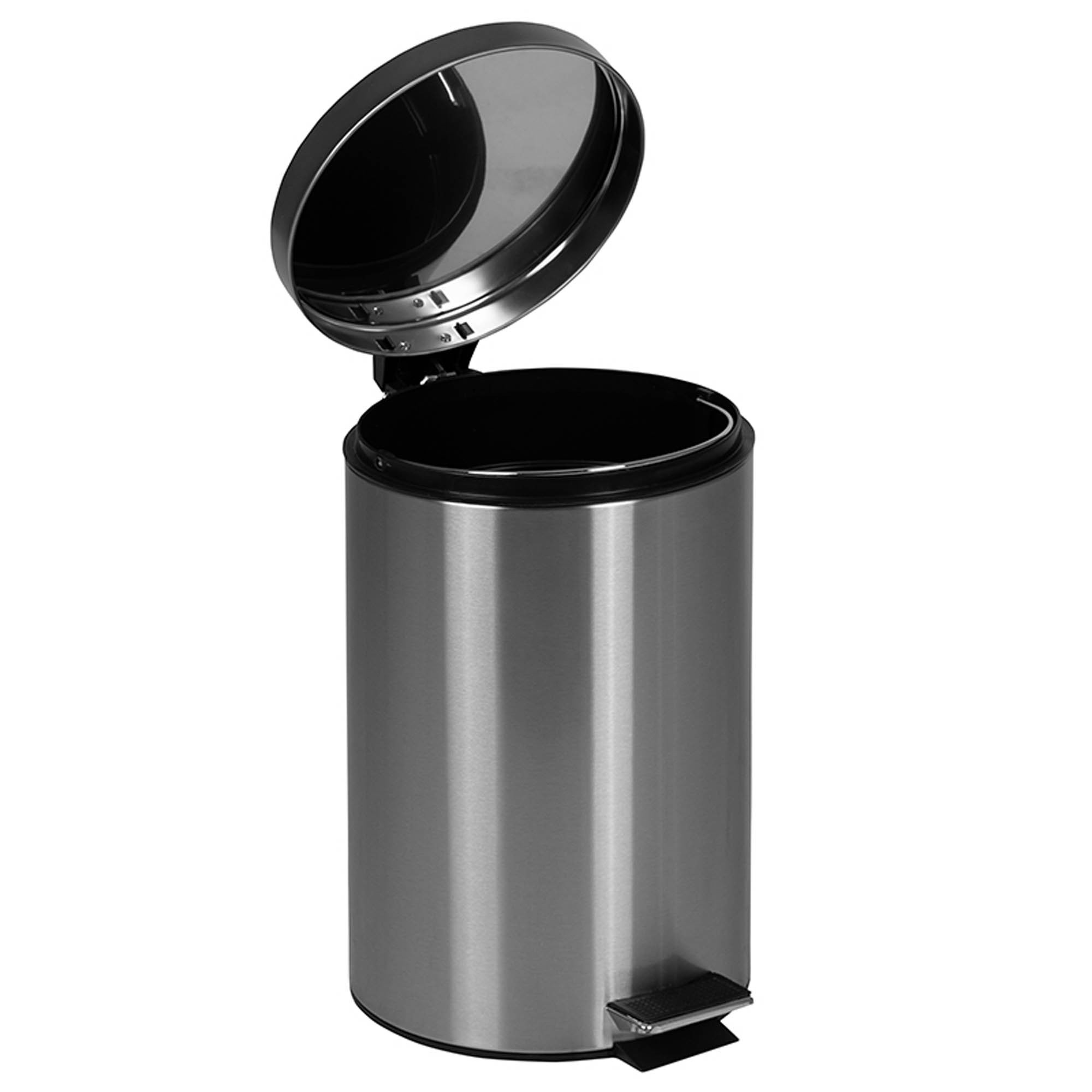 Offex 12"L Modern Stainless Steel Fingerprint Resistant Finish Compact Round Step Trash Can with Soft Close Lid and Removable Liner - 3.2 Gallons