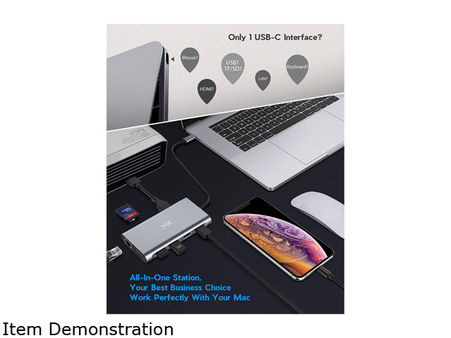 USB C Hub Triple Display 11 in 1 USB C Adapter Docking Station Dual 4K HDMI+VGA 4 USB Ports 100W Power Delivery Ethernet Port SD/TF Card Compatible for MacBook ChromeBook MateBook