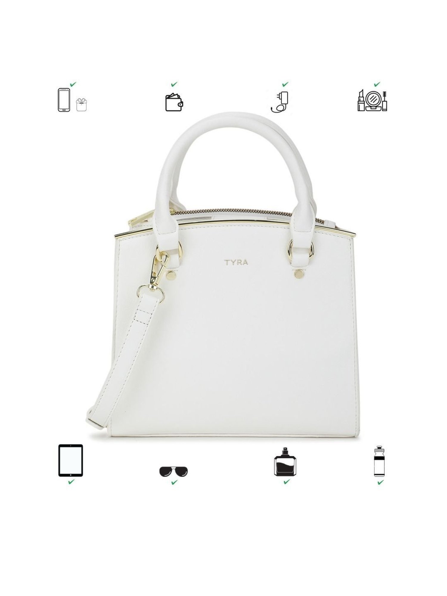Tyra Calla White Solid Faux Leather Handbag
