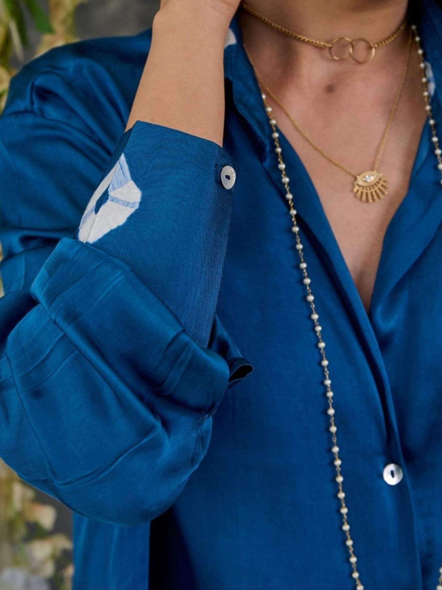 Gulaal Indigo Bandhani Modal Satin Shirt with Pant