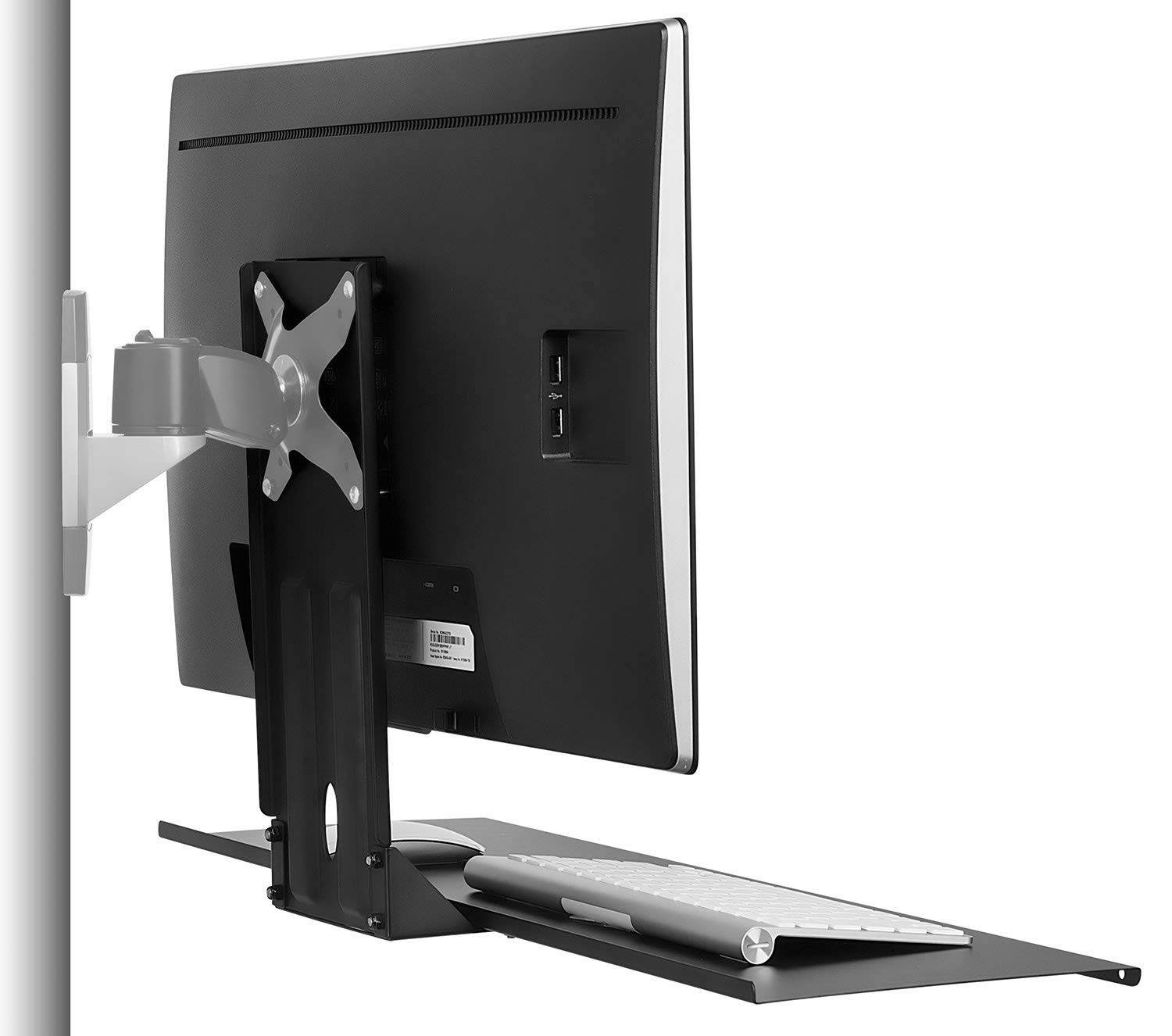 Mount-It! Monitor and Keyboard Wall Mount | Standing Workstation VESA Keyboard Tray Platform | 26 Inch Wide Platform