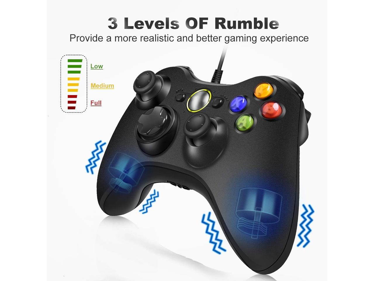 Xbox 360 Wired Controller,USB Gamepad, Joypad with Shoulders Buttons, for Microsoft Xbox360/Xbox 360 Slim/PC Windows 7 8 10 Game (Black)