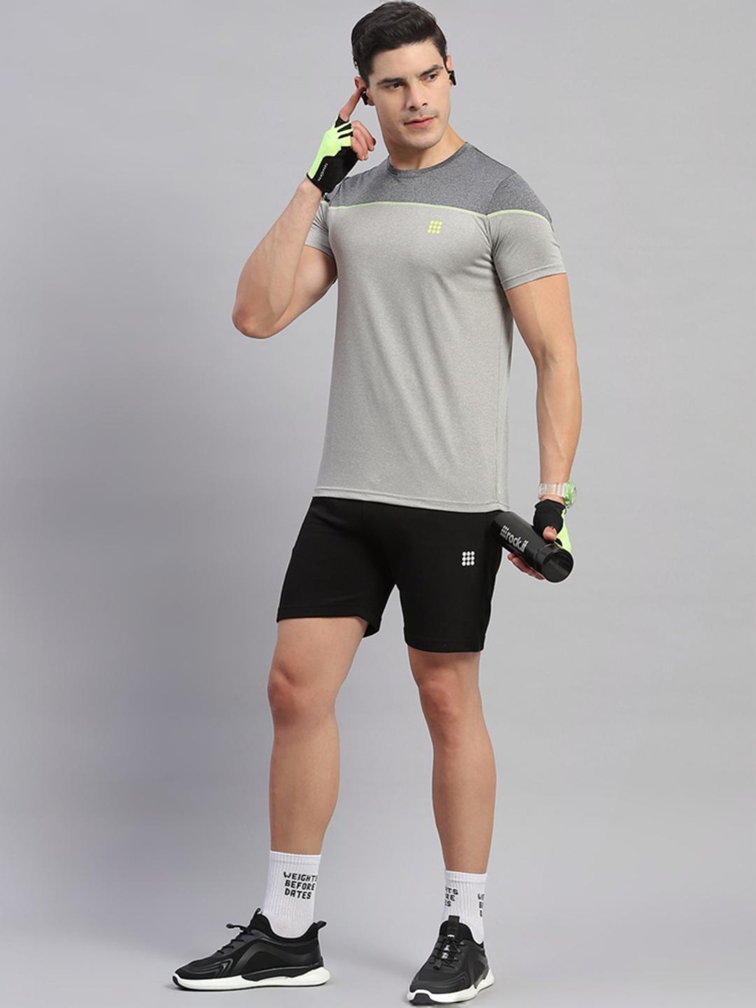 Rock.it Anthera Grey Regular Fit Colour Block T-Shirt