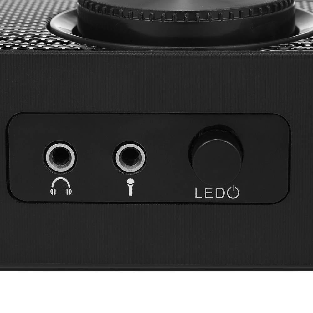 SADA V-198 USB Powered Sound Bar Computer Speakers with LED Lights 3.5mm Audio Mic Plug Wired Soundbar Speaker for PC Cellphone Tablets Desktop Laptop