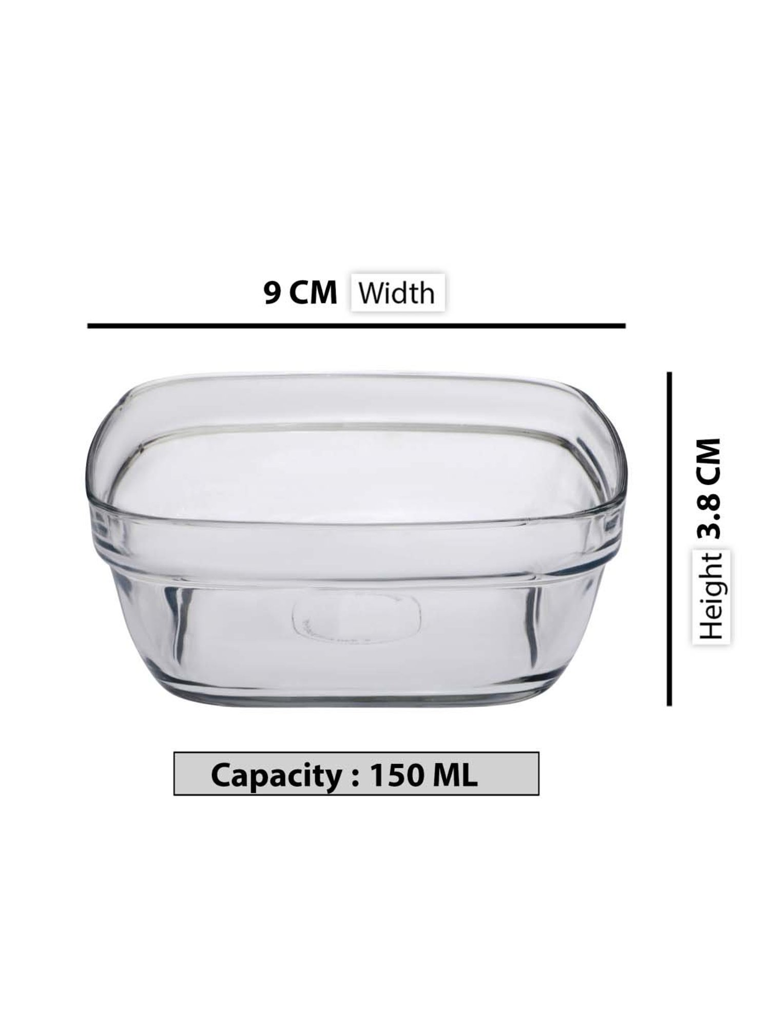 Duralex 'Lys' Transparent Glass 9 cm Square Serving Bowl (0.15 L) - Set of 6