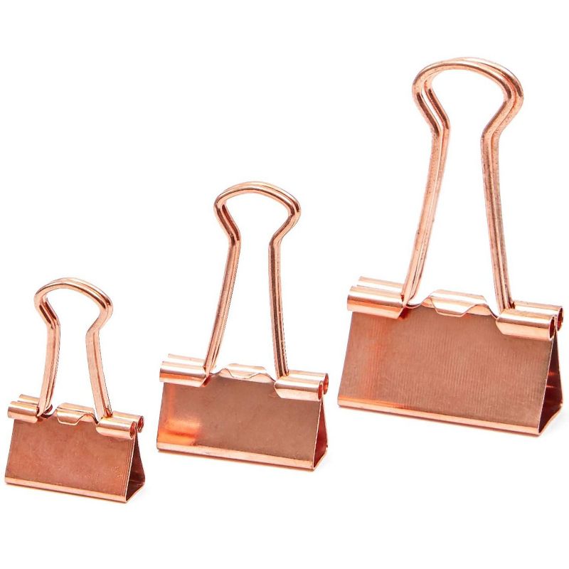 Bright Creations 150 Pack 3 Sizes Rose Gold Binder Clips Paper Clips Clamps File Clips Assorted Size for Office School Supplies