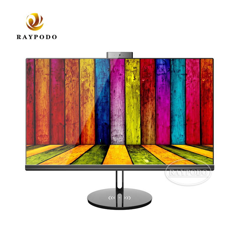 Raypodo New design 23.8 inch FHD All In One computer I3-7100 / I5-7400 / I7-8700 4G+120GB SSD with popup camera and wireless phone charging stand