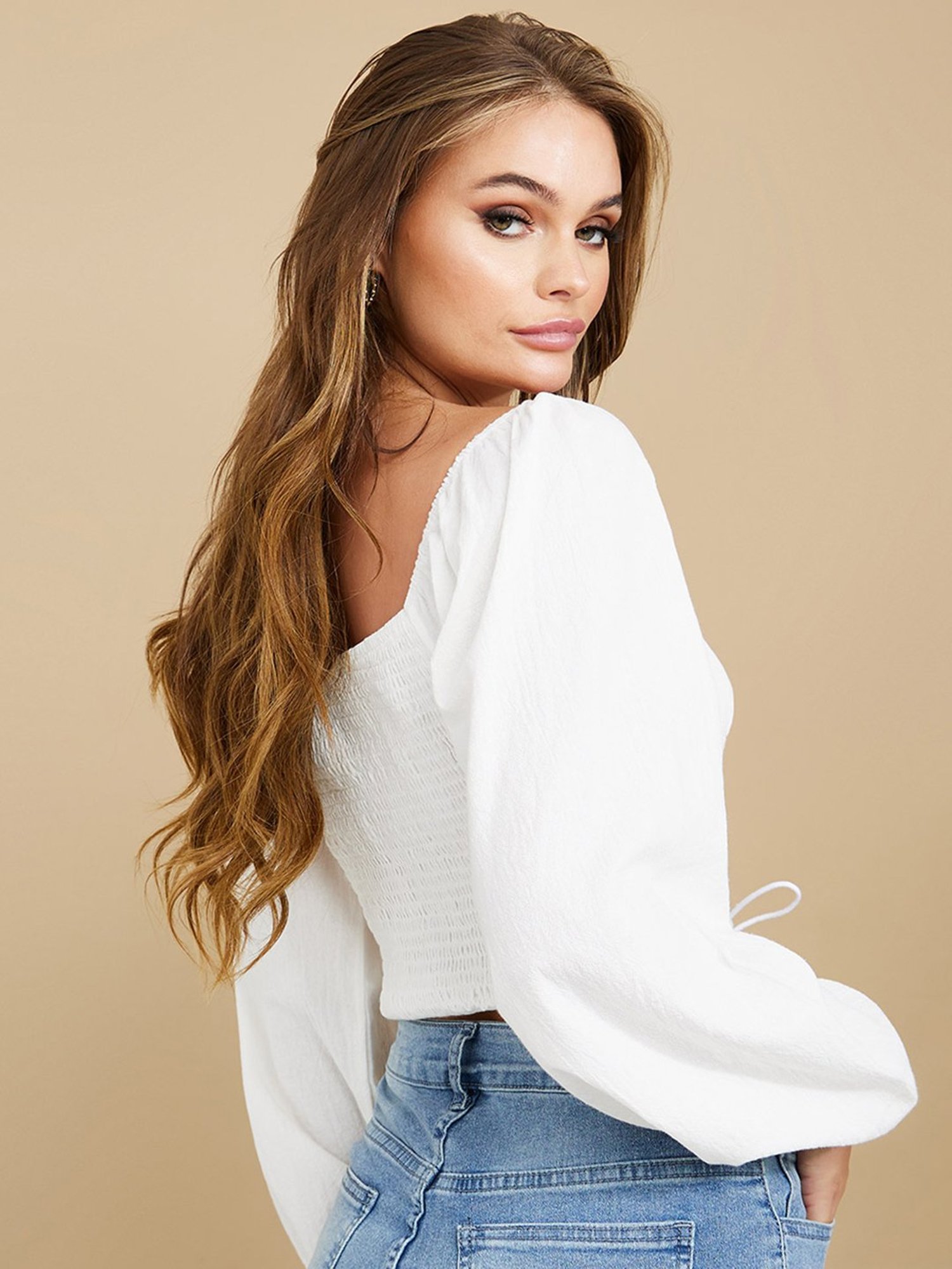 Styli White Cotton Slim Fit Crop Top