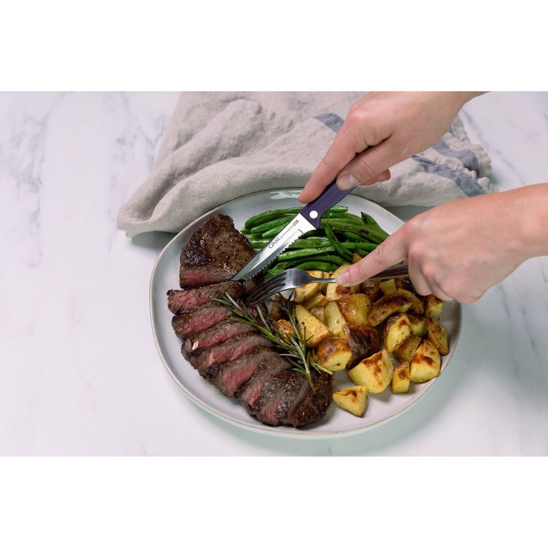 Ginsu Kiso Dishwasher Safe 14pc Knife Block Set Natural with Purple Handles