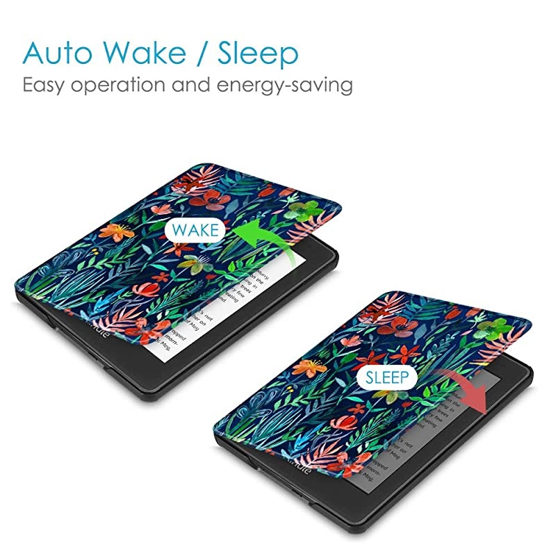 Slimshell Case for AllNew Kindle Paperwhite 10th Generation 2018 Release Premium Lightweight PU Leather Cover with Auto SleepWake for  Kindle Paperwhite EReader Jungle Night
