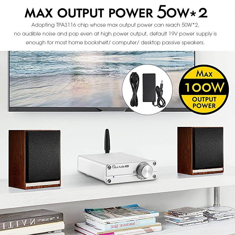G5 100W Bluetooth 50 2 Channel Amplifier Mini Digital Class D Stereo Audio Power Amp Wireless Receiver Silver