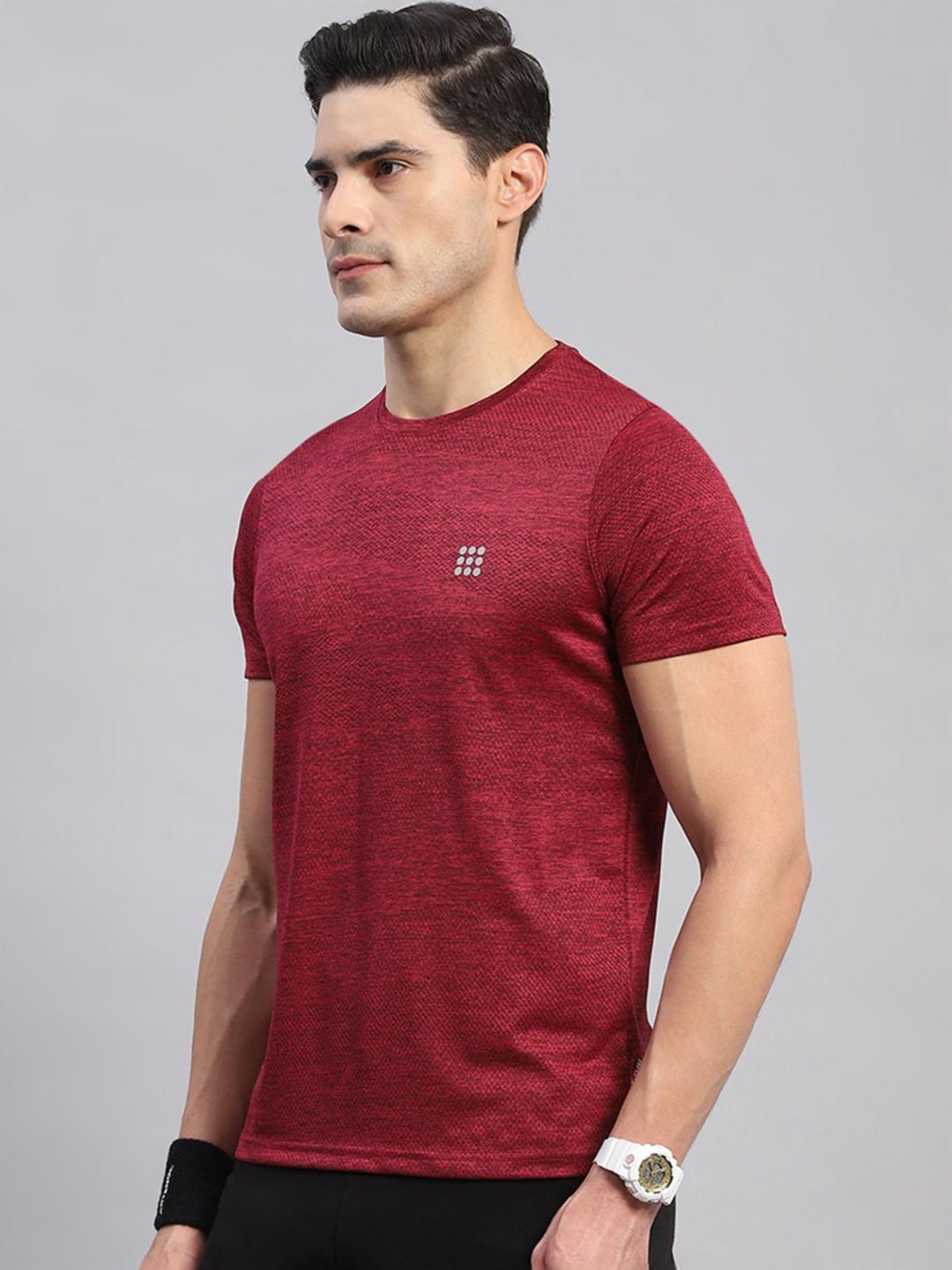 Rock.it Wine Regular Fit Self Pattern T-Shirt
