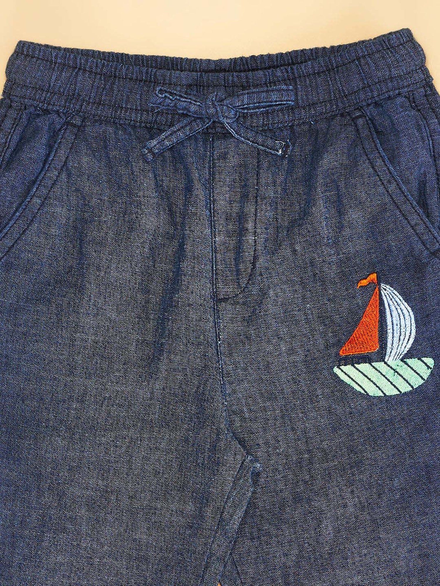 Pantaloons Baby Kids Blue Glow Cotton Regular Fit Full Sleeves Trouser