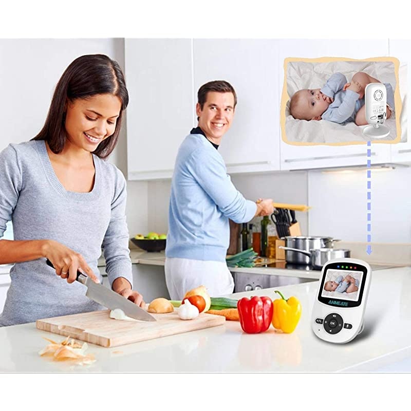 Video Baby Monitor with Digital Camera,  Digital 2.4Ghz Wireless Video Monitor with Temperature Monitor, 960ft Transmission Range, 2-Way Talk, Night Vision, High Capacity Battery