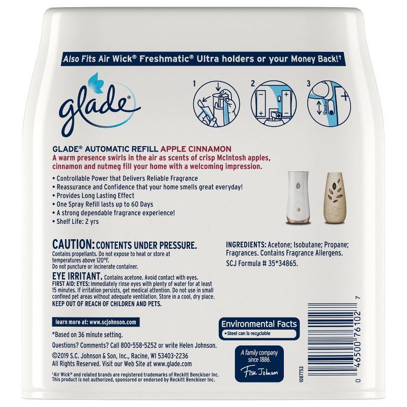 Glade Lg Auto Air Freshner - Apple Cinnamon - 2ct