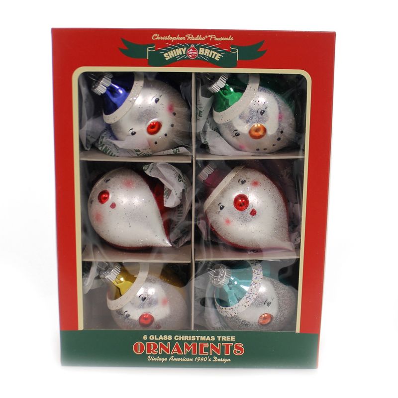 Shiny Brite 3.25" Christmas Confetti Figures Ornaments  -  Ornament Sets
