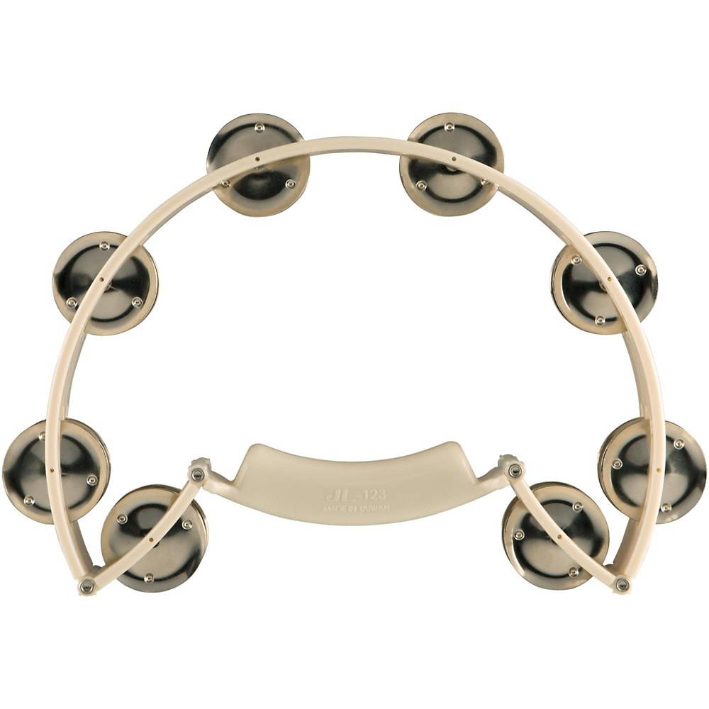 Sound Percussion Labs Baja Percussion Shape Shifter Tambourine with Double Row Steel Jingles White