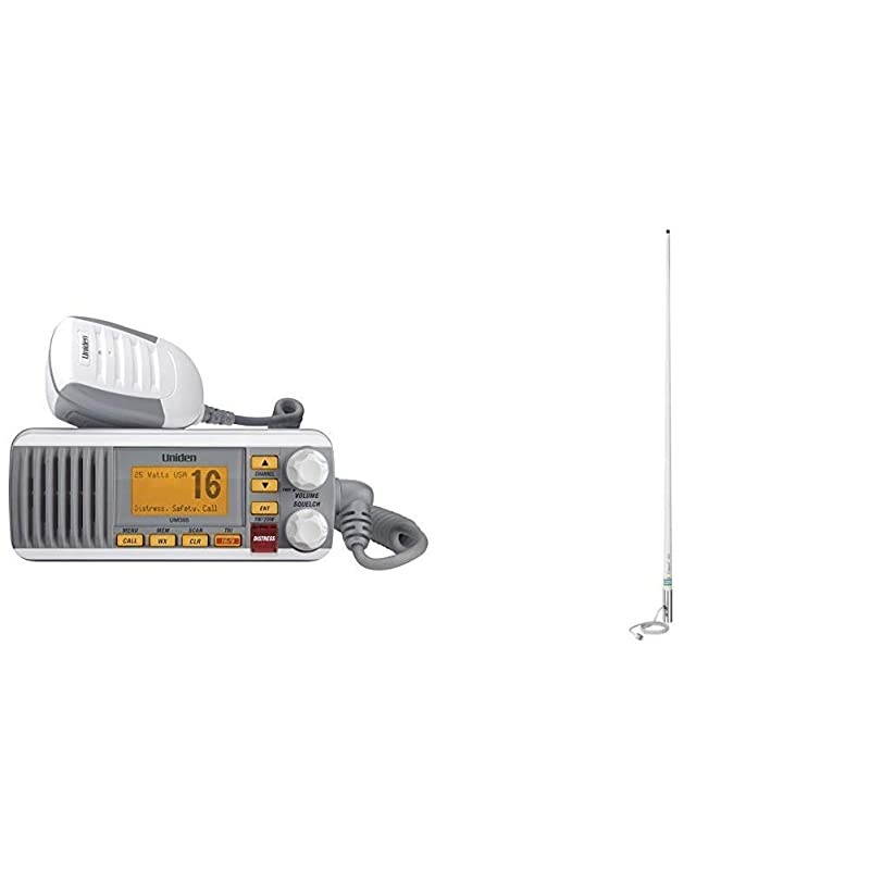 UM385 25 Watt Fixed Mount Marine Vhf Radio, Waterproof IPX4 with Triple Watch, Dsc, Emergency/Noaa Weather Alert, All Usa/International/Canadian Marine Channels, Memory Channel Scan, White