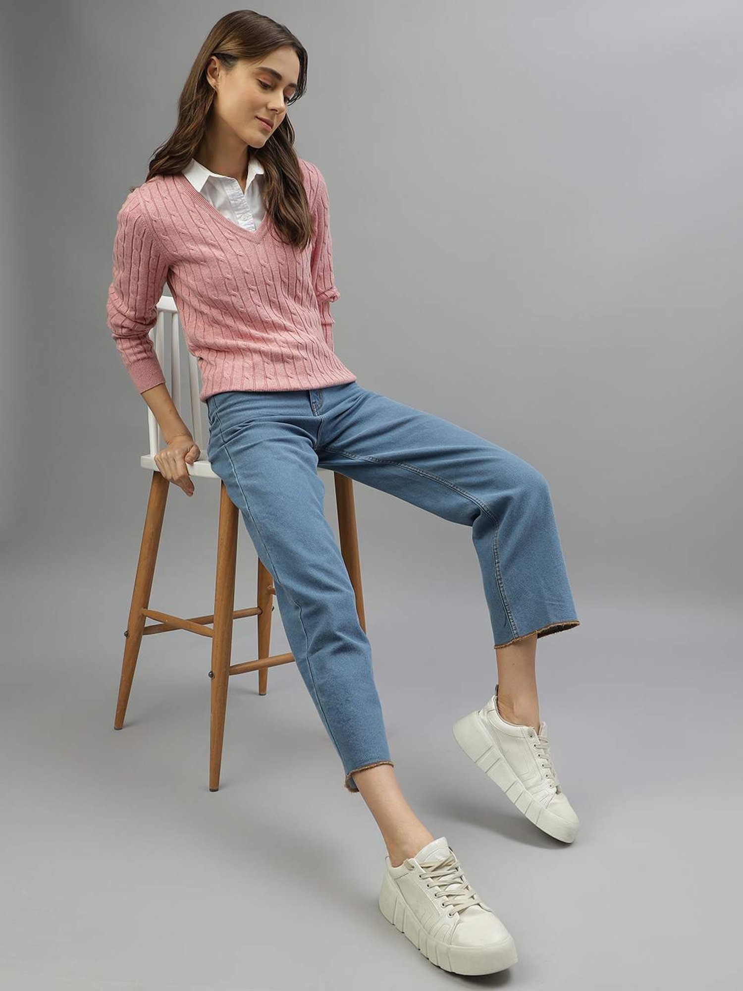 Gant Pink Cotton Self Pattern Sweater