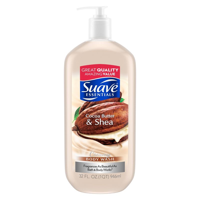 Suave Essentials Cocoa Butter & Shea Creamy Body Wash Soap for All Skin Types - 32 fl oz