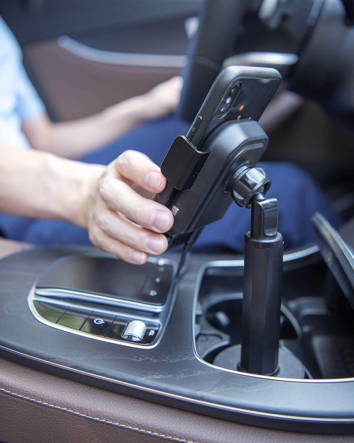 Wireless Car Charger, Squish 2-in-1 Universal Cell Phone Holder Cup Holder Phone Mount Car Air Vent Holder for iPhone, Samsung, Moto, Huawei, Nokia, LG, Smartphones (7.6 inches)