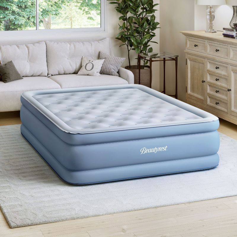 Simmons Beautyrest MM09517QN 15 Inch Posture Lux Portable Queen Size Inflatable Bed Air Mattress with Adjustable Firmness, Express Pump, and Adapter