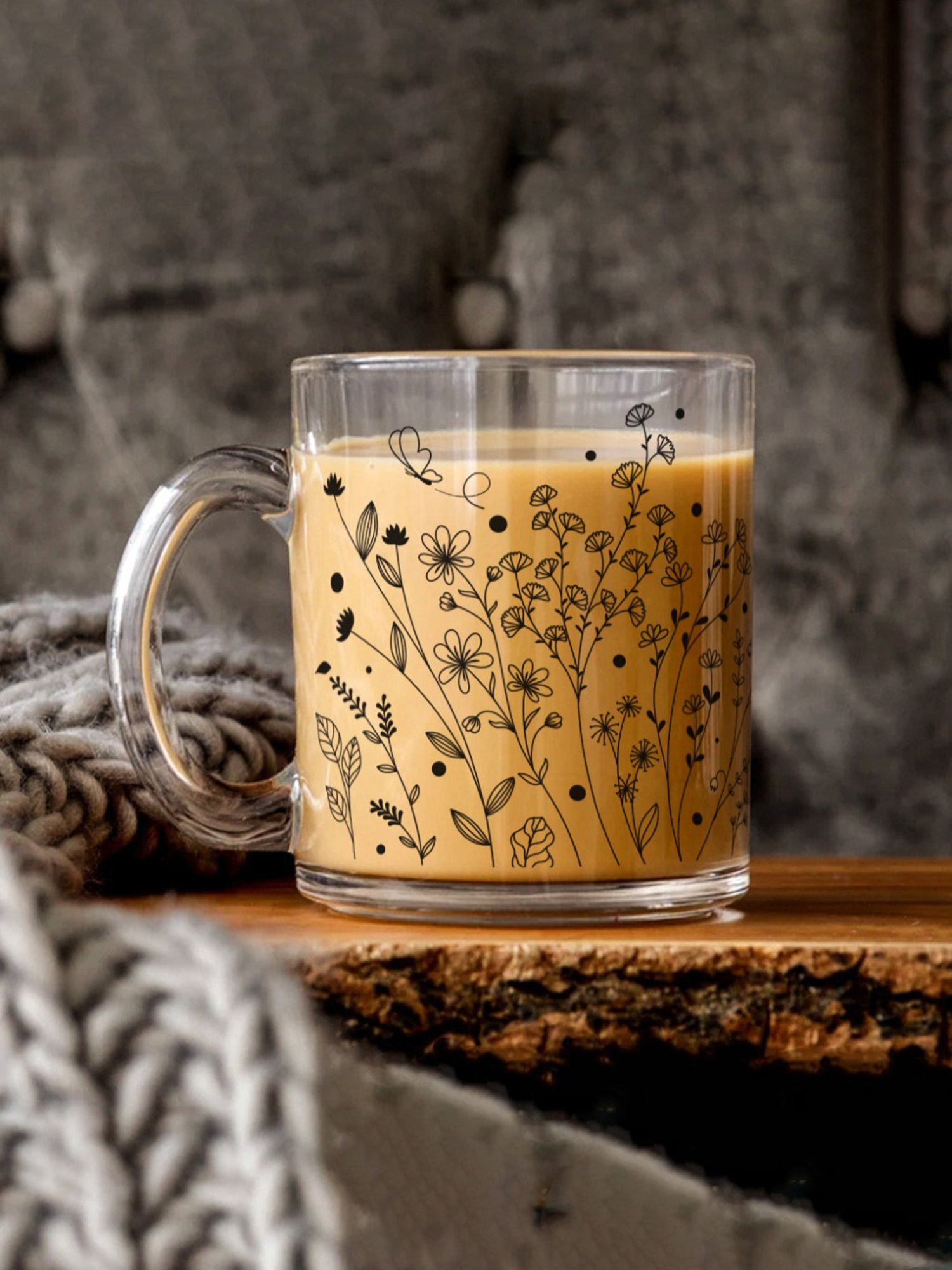 Gathari Vines Transparent Glass Coffee Mug