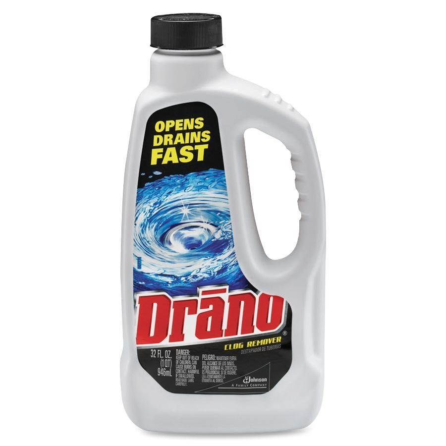 Drano CB001169EA Liquid Drain Cleaner, 32 oz. Safety Cap Bottle