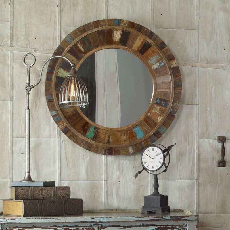Round Decorative Wall Mirror Wood Finish - Uttermost