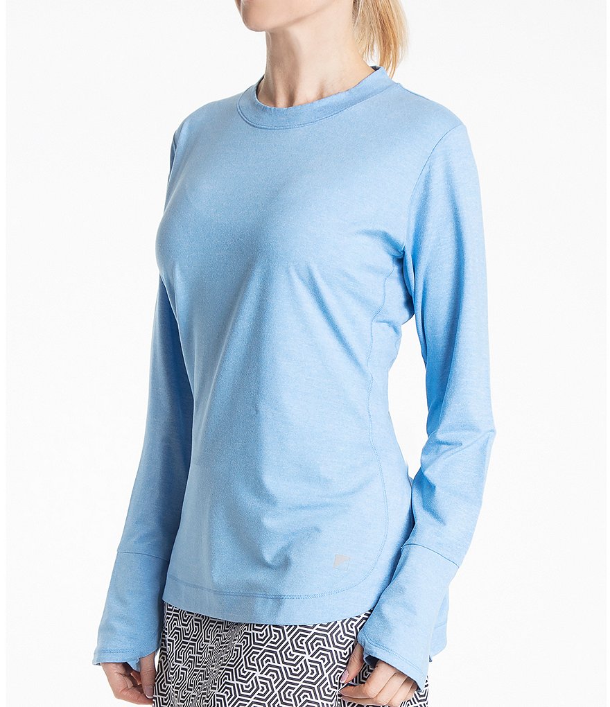 Bette & Court Vitality Long Sleeve Heathered Crew Top