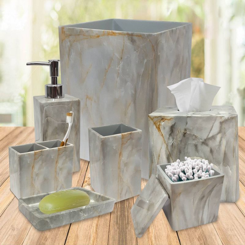 8pc Stone hedge metal Bath Accessory Set for Vanity Counter Tops White - Nu Steel