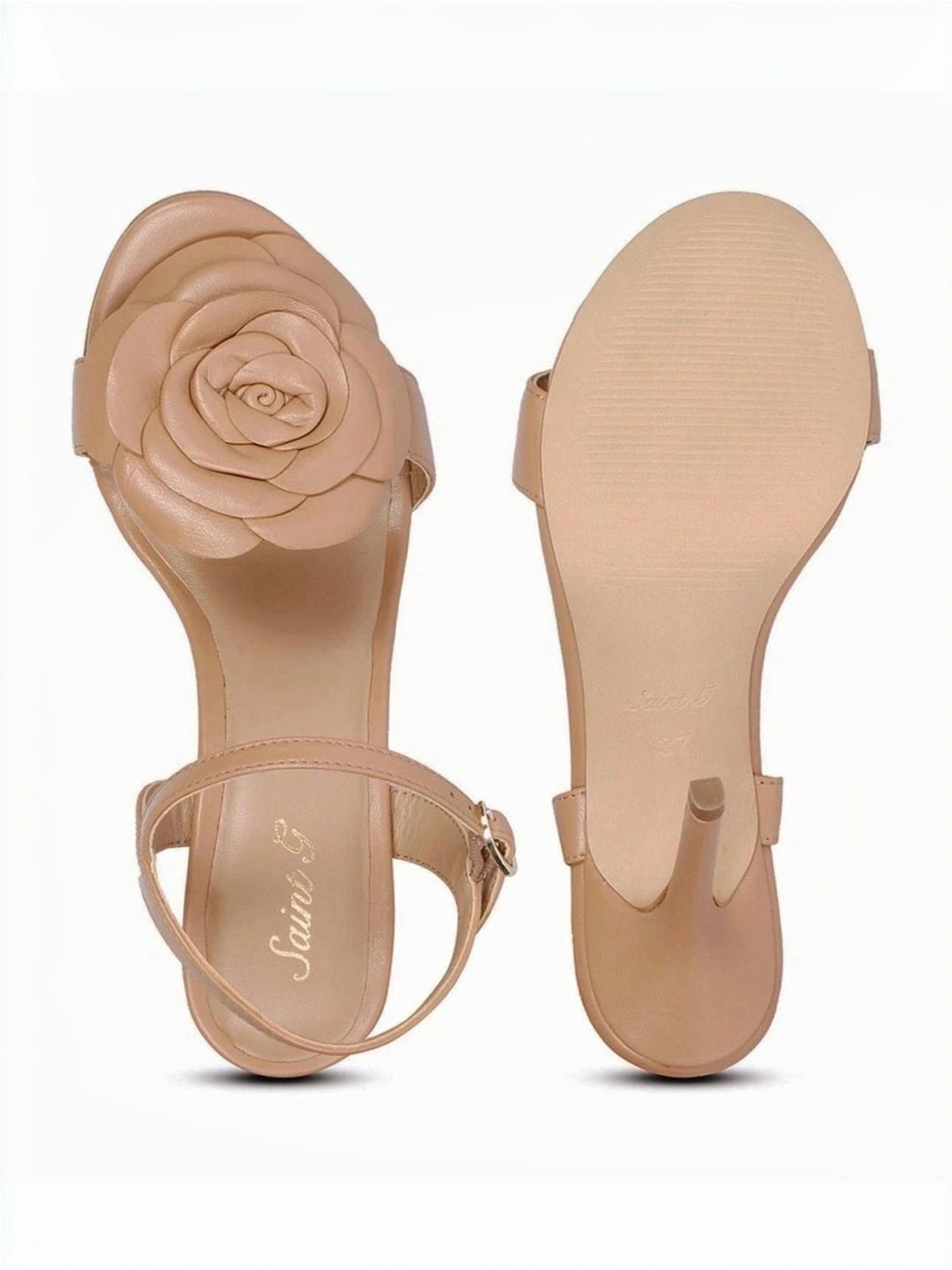 Saint G Women's Veronique Beige Ankle Strap Stilettos