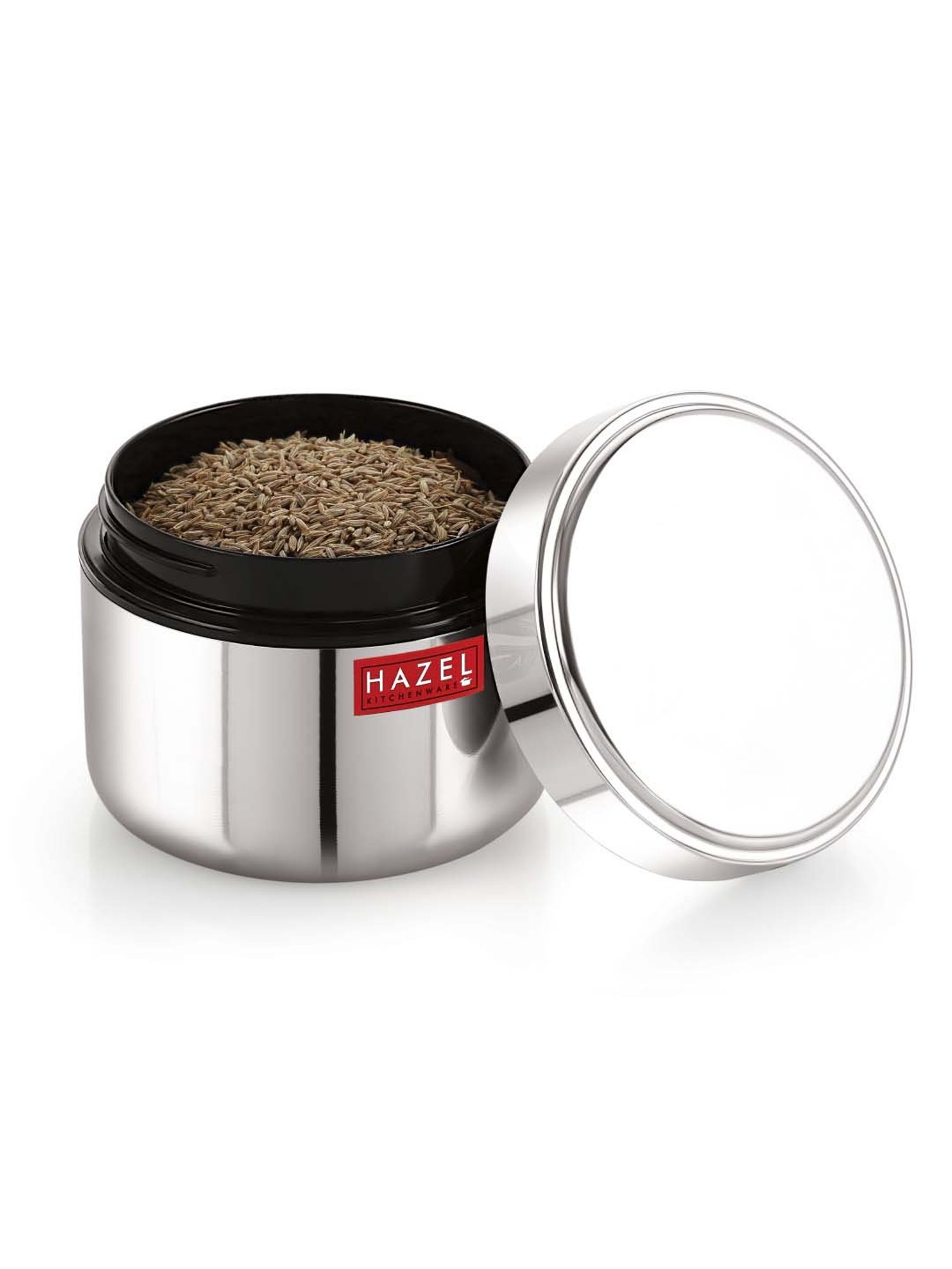 HAZEL Silver Stainless Steel Airtight Mini Storage Jar (500 ml) - Set of 1