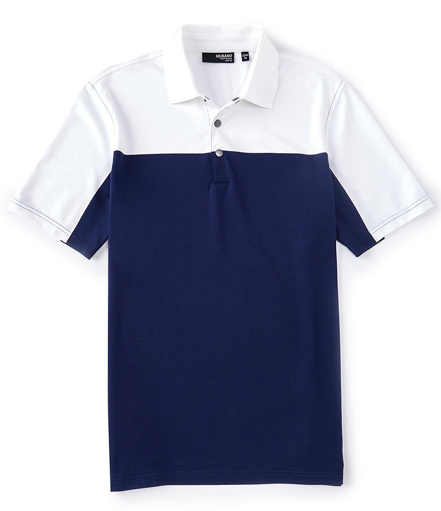Murano Liquid Luxury Slim-Fit Color Block Short-Sleeve Polo Shirt