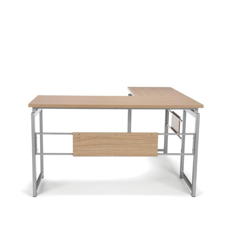 L Desk with Metal Legs Harvest Brown/Silver - OFM